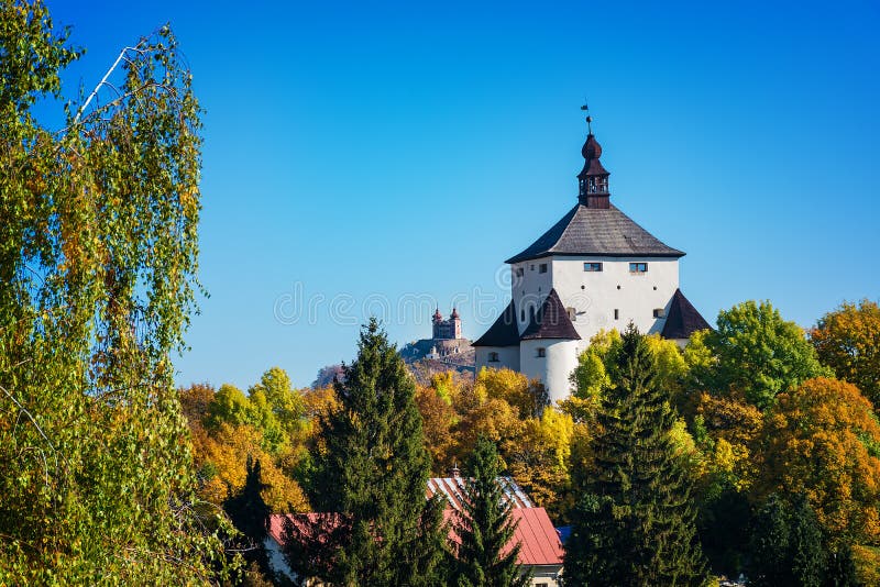 New castle and Calvary - autumn in Banska Stiavnica, Slovakia